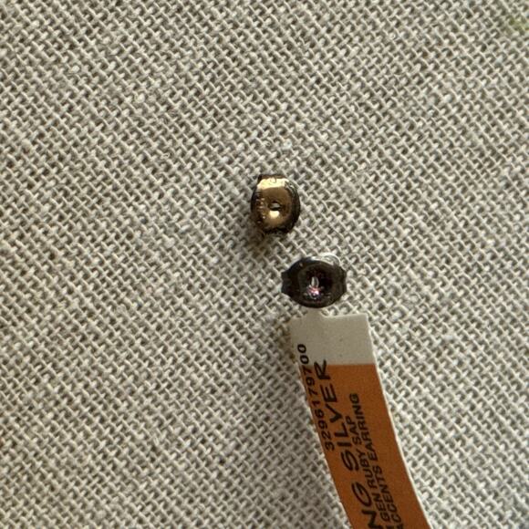 Ruby Emerald Sapphire Diamond Floral Cluster Semi Hoop Earrings 18K GP 925 - Picture 12 of 16